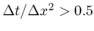 $\Delta t /\Delta x^2 > 0.5$