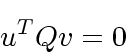 \begin{displaymath}
u^TQv = 0
\end{displaymath}