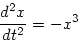 \begin{displaymath}
\frac{d^2x}{dt^2} = -x^3
\end{displaymath}