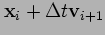 $\displaystyle \mathbf{x}_i + \Delta t \mathbf{v}_{i+1}$